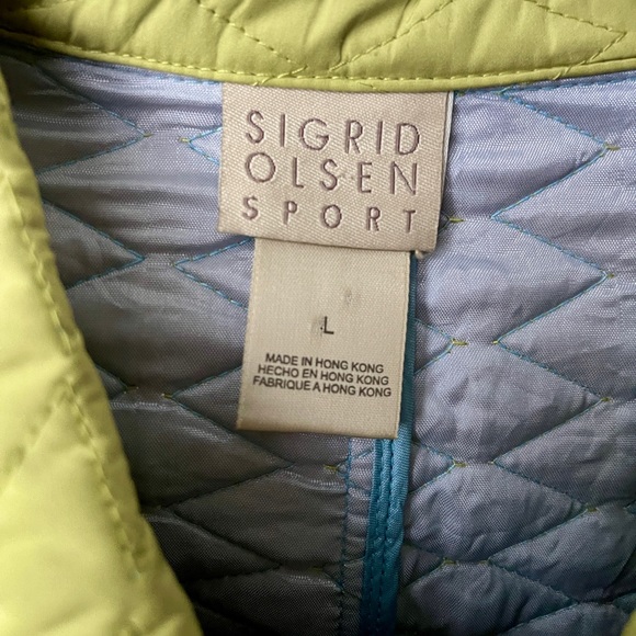 Sigrid Olsen Quilted Jacket Women’s Size L - Spring Colors Sweet Pea & Sky Blue - Picture 4 of 12